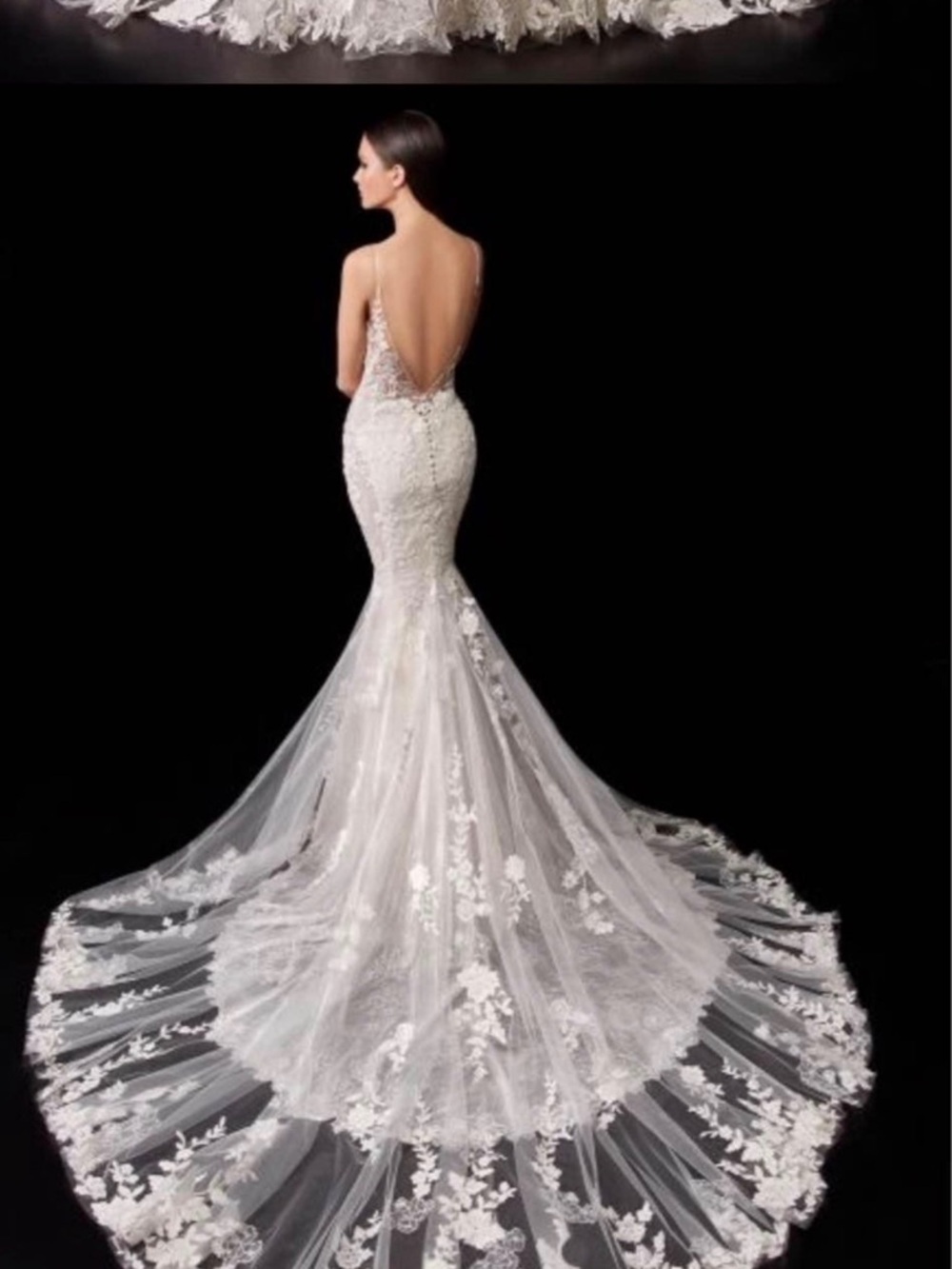 Elegant White Lace Mermaid Wedding Dress with Long Train Enzoani